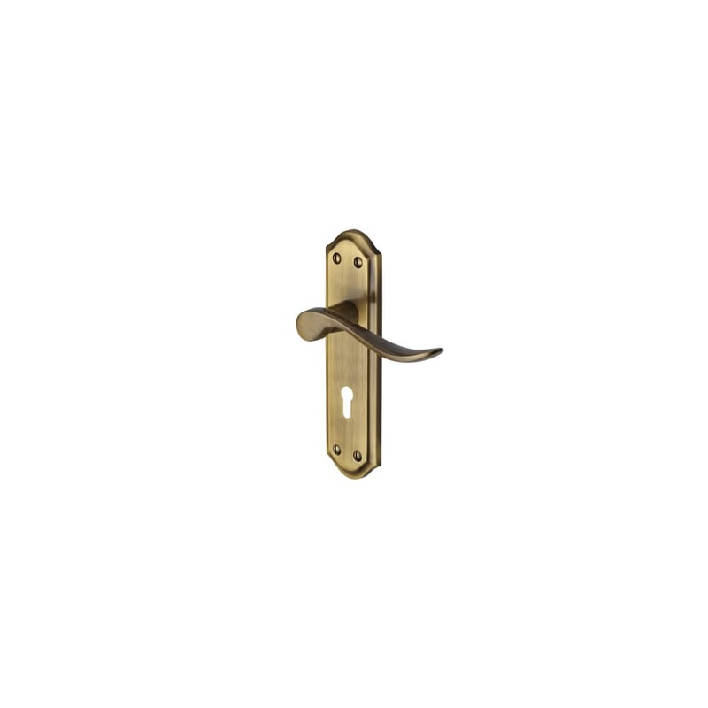 Heritage Brass by M Marcus Sandown Lock Door Handle – Keyhole – 180 x 48mm – Antique Brass