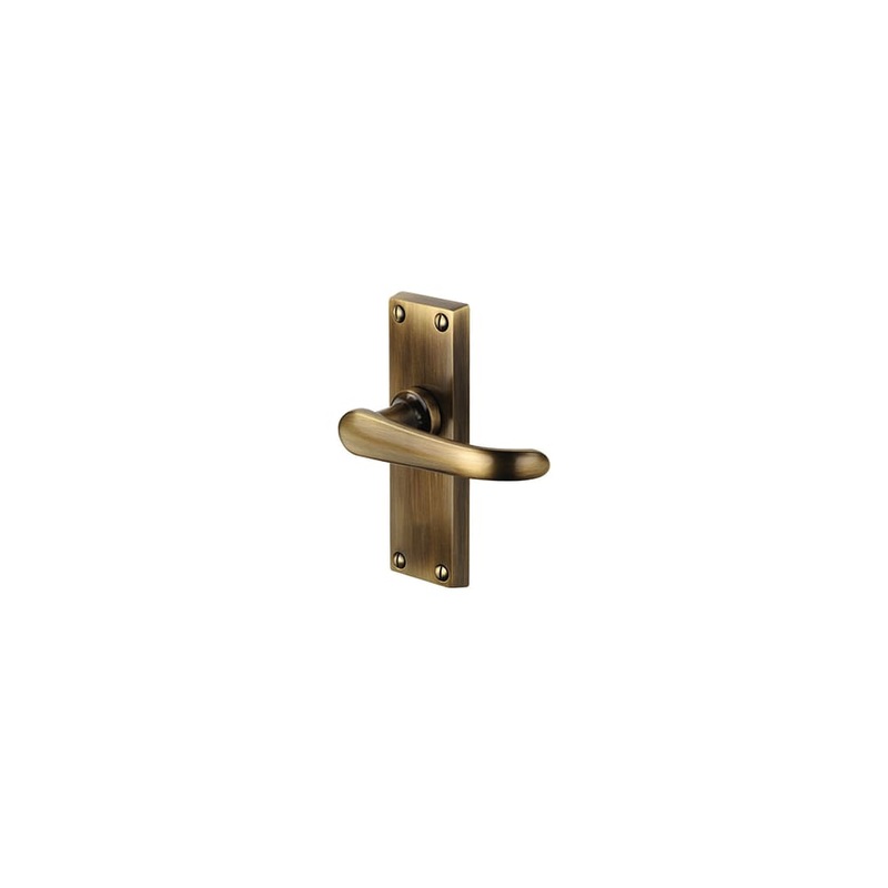 Heritage Brass by M Marcus Windsor Latch Door Handle – Short Plate – 120 x 40mm – Antique Brass