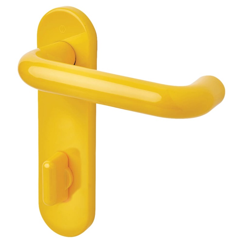 Hoppe Paris AR600/25 Nylon Steel Core Safety Bathroom Door Handle – 78mm c/c – Golden Yellow