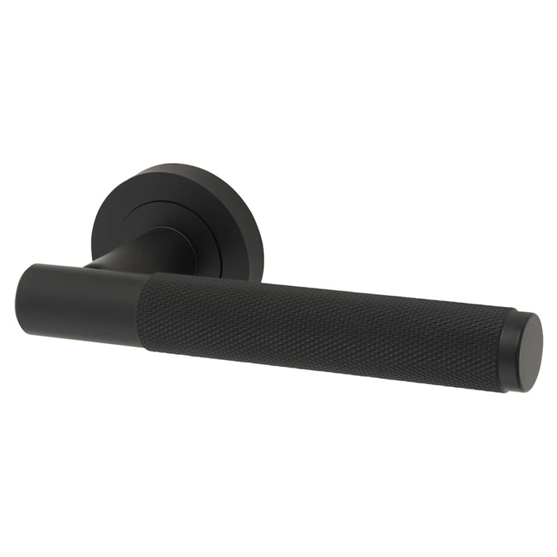Jedo by Frelan Bari Knurled Door Handle on Rose – Matt Black