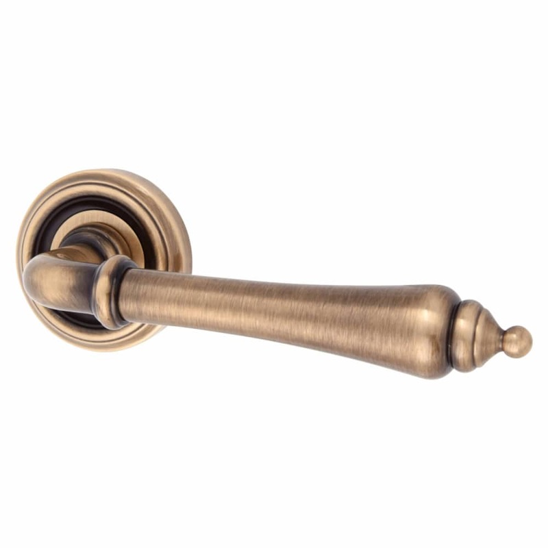 Jedo Parisian Camille Door Handle on Rose – Antique Brass