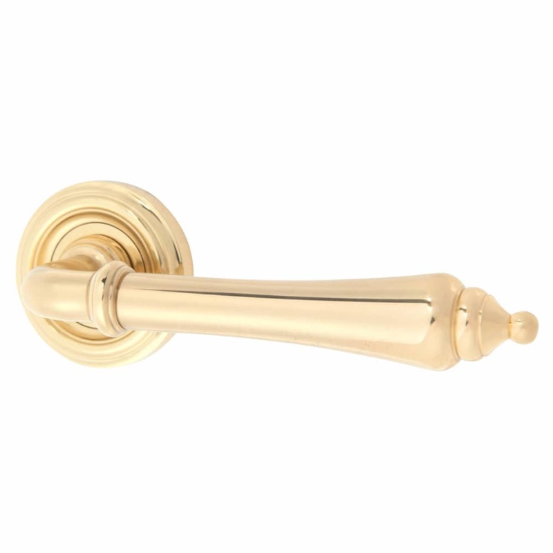 Jedo Parisian Camille Door Handle on Rose – Polished Brass