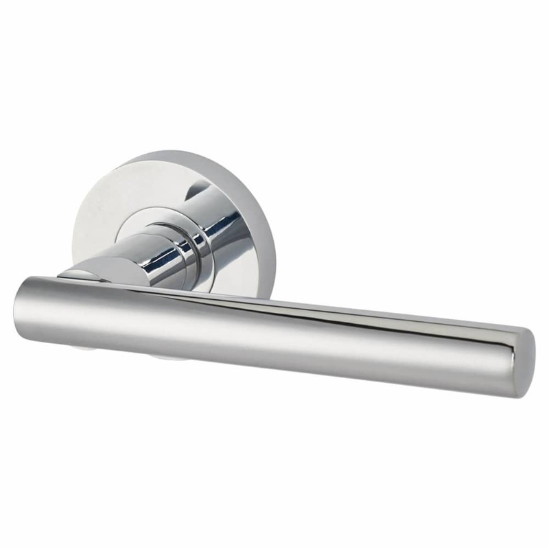 Jigtech Eden Door Handle on Rose – Polished Chrome