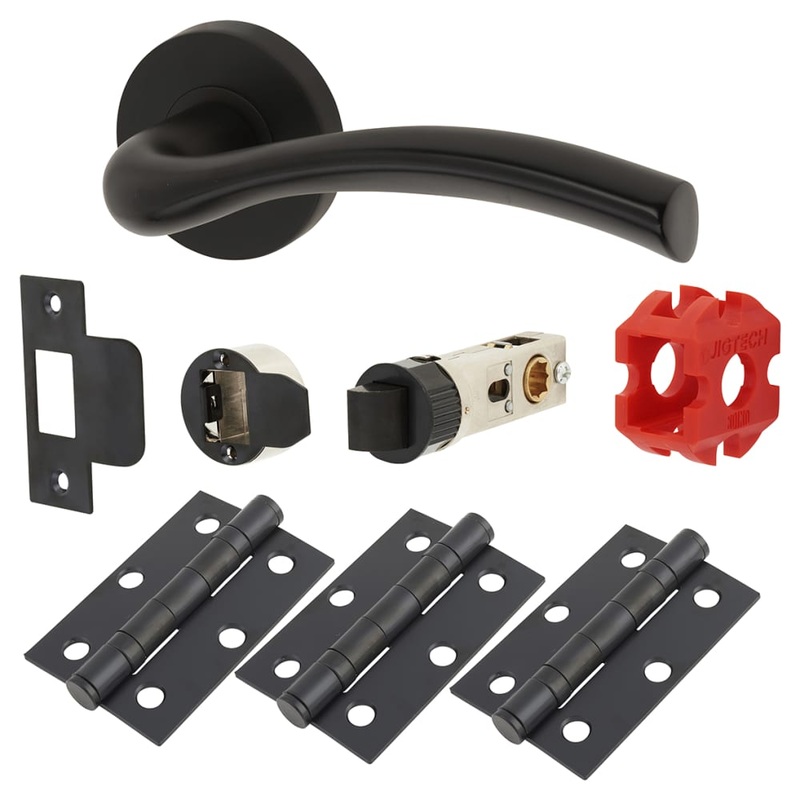 Jigtech Solar Latch Door Handle on Rose Kit – Passage – Matt Black
