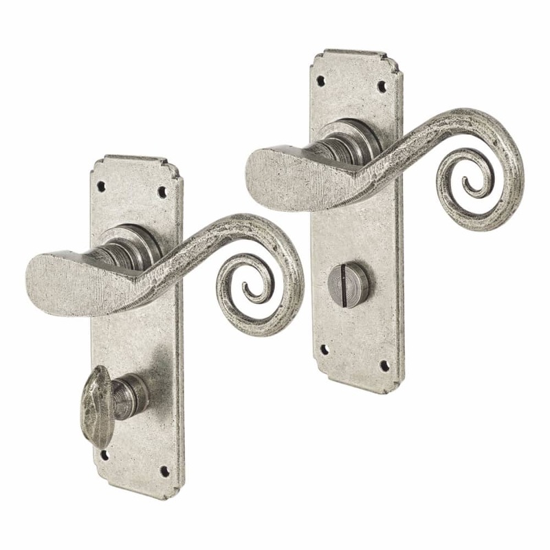 Olde Forge Monkey Tail Bathroom Door Handle – 152 x 52mm – Pewter