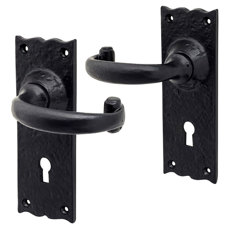 Olde Forge Windsor Tudor Lock Door Handle – Keyhole – 152 x 55mm – Antique Black Iron