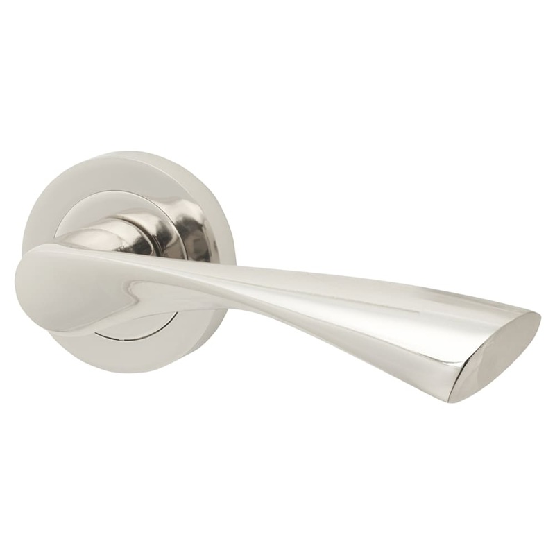 Touchpoint Ariel Door Handle on Rose – Polished Nickel