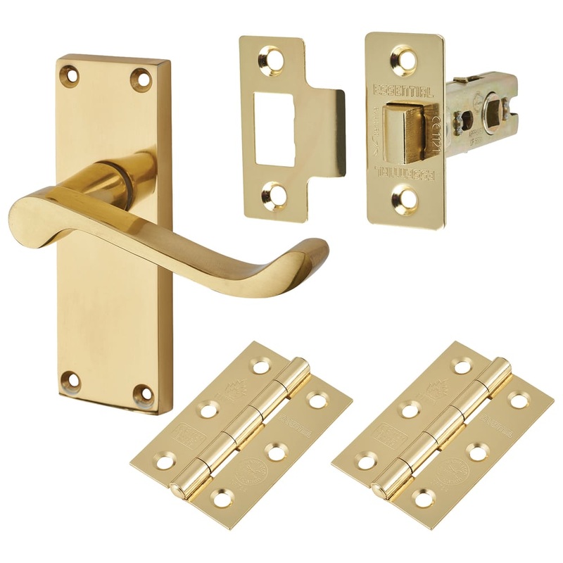 Touchpoint Budget Scroll Latch Door Handle Kit – Short Plate – Polished Brass