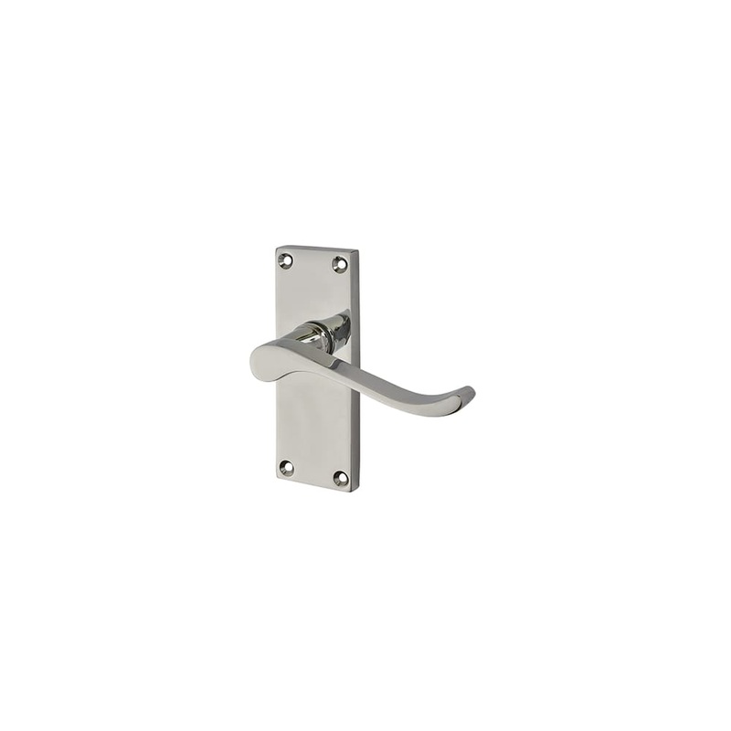 Touchpoint Mia Budget Scroll Latch Door Handle – Short Plate – 114 x 41mm – Polished Chrome