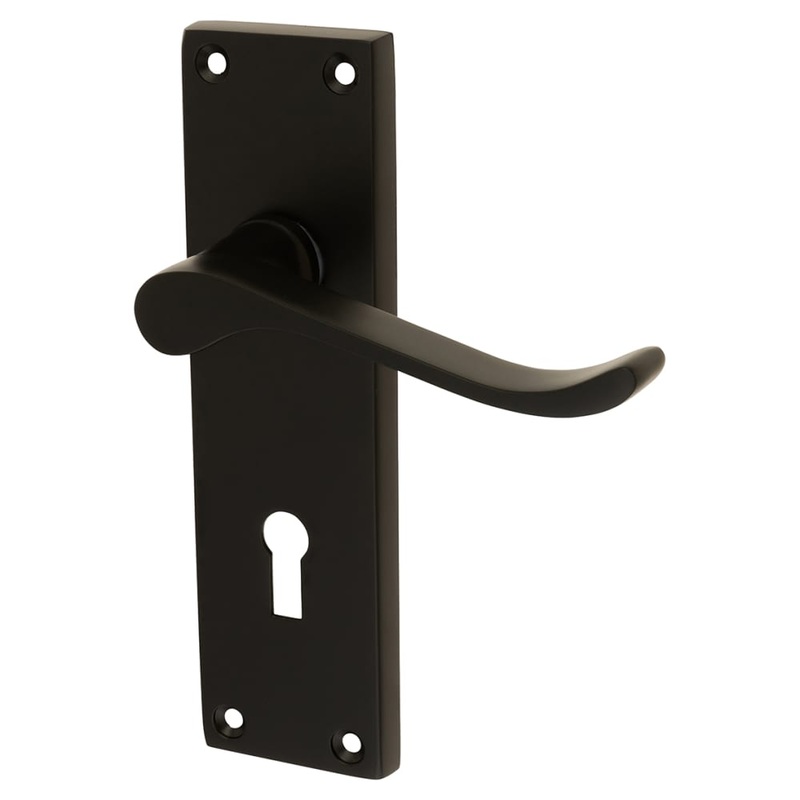 Touchpoint Mia Budget Scroll Lock Door Handle – Keyhole – 153 x 42mm – Matt Black