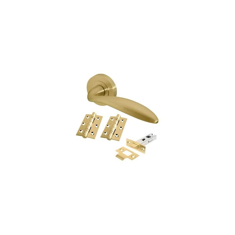 Touchpoint Morgan Latch Door Handle on Rose Kit – Satin Brass
