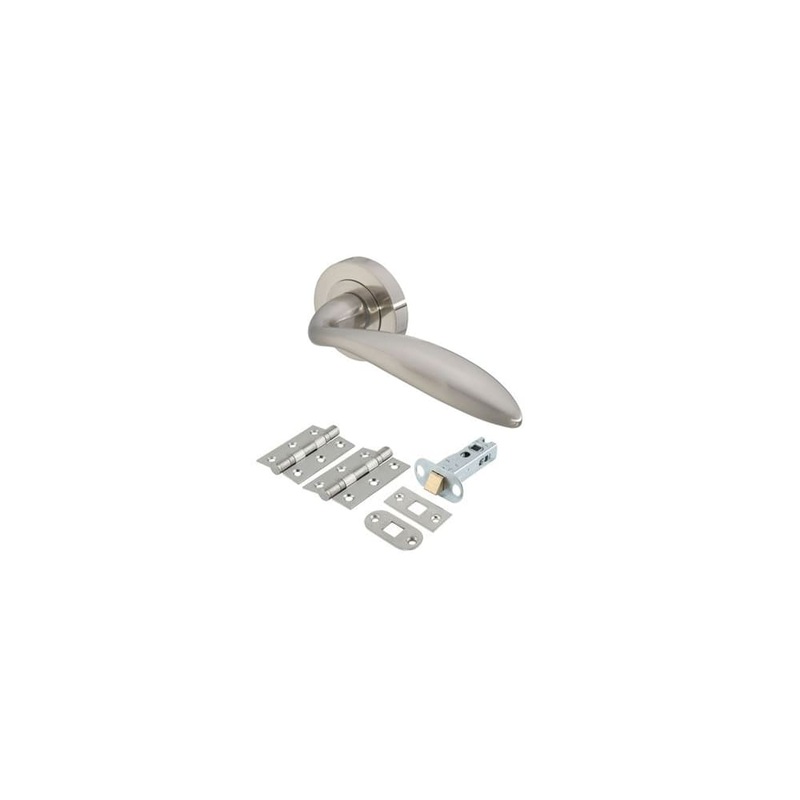 Touchpoint Morgan Latch Door Handle on Rose Kit – Satin Nickel