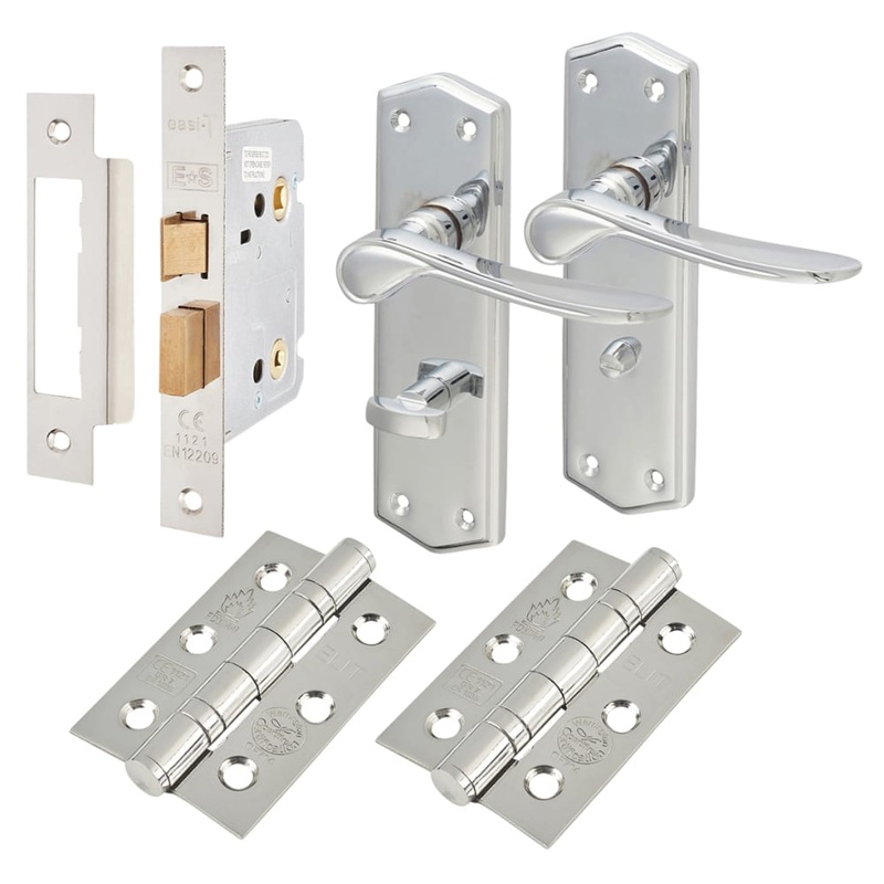 Touchpoint Rome Bathroom Lock Door Handle Kit – Polished Chrome