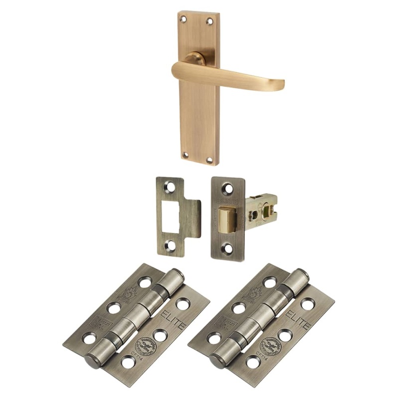 Touchpoint Victorian Straight Latch Door Handle Kit – Antique Brass