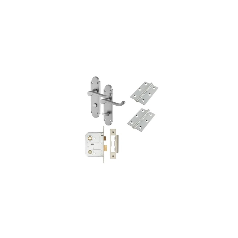 Touchpoint Victorian Summer Bathroom Lock Door Handle Kit – Satin Chrome