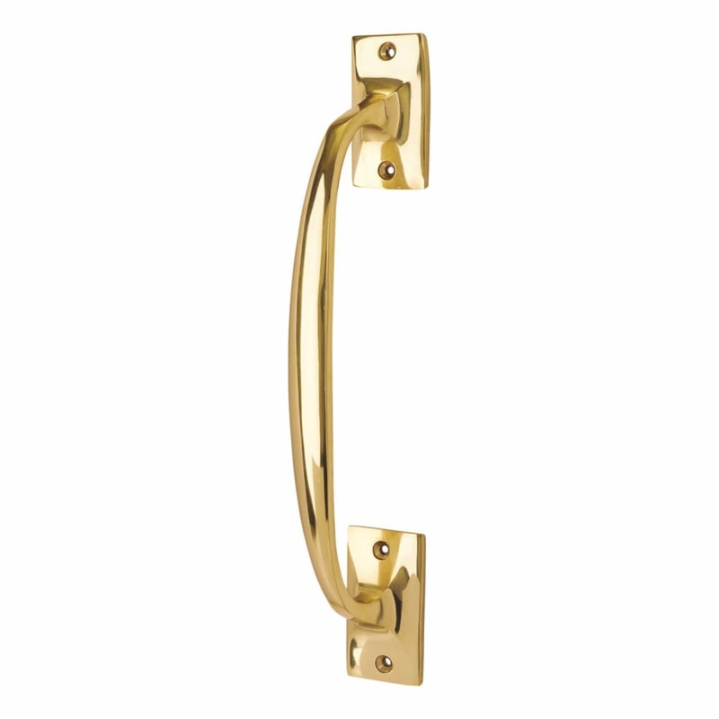 Traditional Light Cast D-Bar Door Pull Handle – Screw Fix – 250mm Centres – Polished Brass