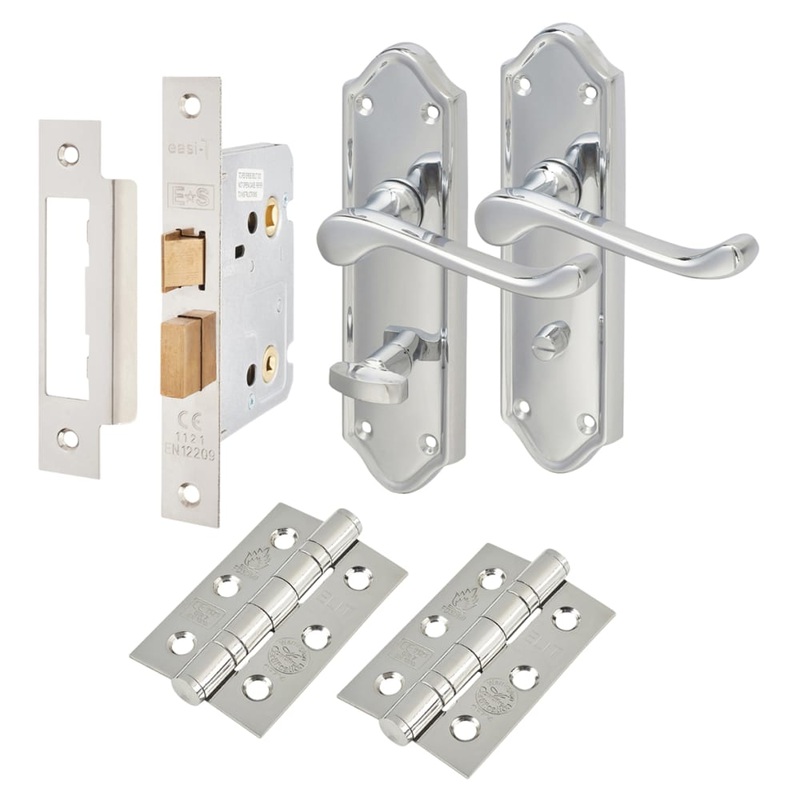Altro Ashmead Bathroom Lock Door Handle Kit – Polished Chrome