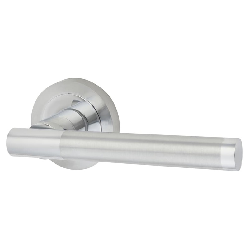 Altro Bella Door Handle on Rose – Satin Nickel/Polished Chrome