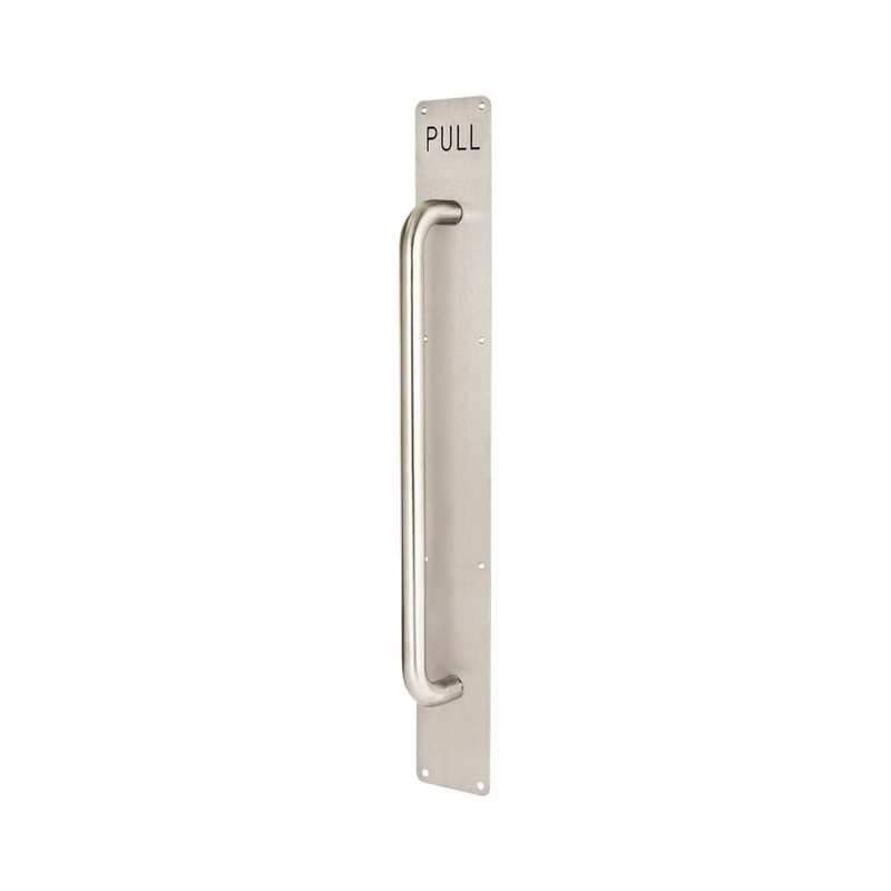 Altro D-Bar Door Pull Handle on Plate – PULL – Screw Fix – 625 x 80mm – Satin Stainless Steel