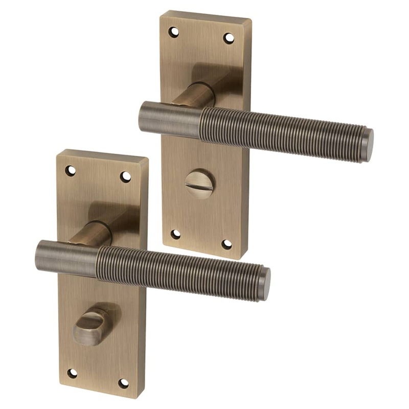 Altro Lily Reeded Bathroom Door Handle – 155 x 55mm – Antique Brass