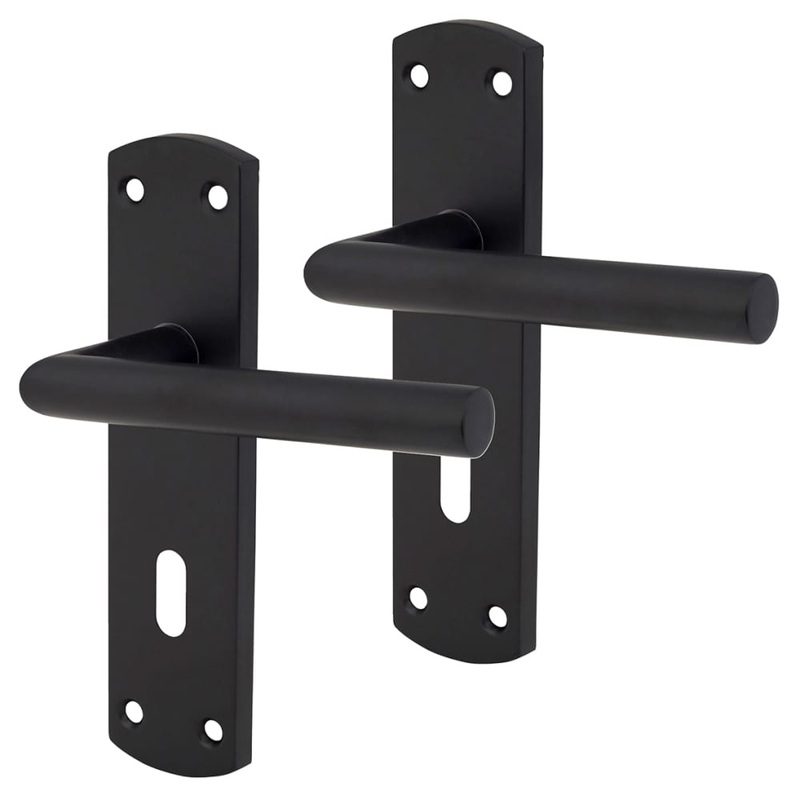 Altro Mitred Lock Door Handle – Keyhole – 172 x 44mm – Matt Black