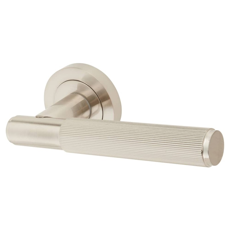 Altro Nova Lines Door Handle on Rose – Satin Nickel