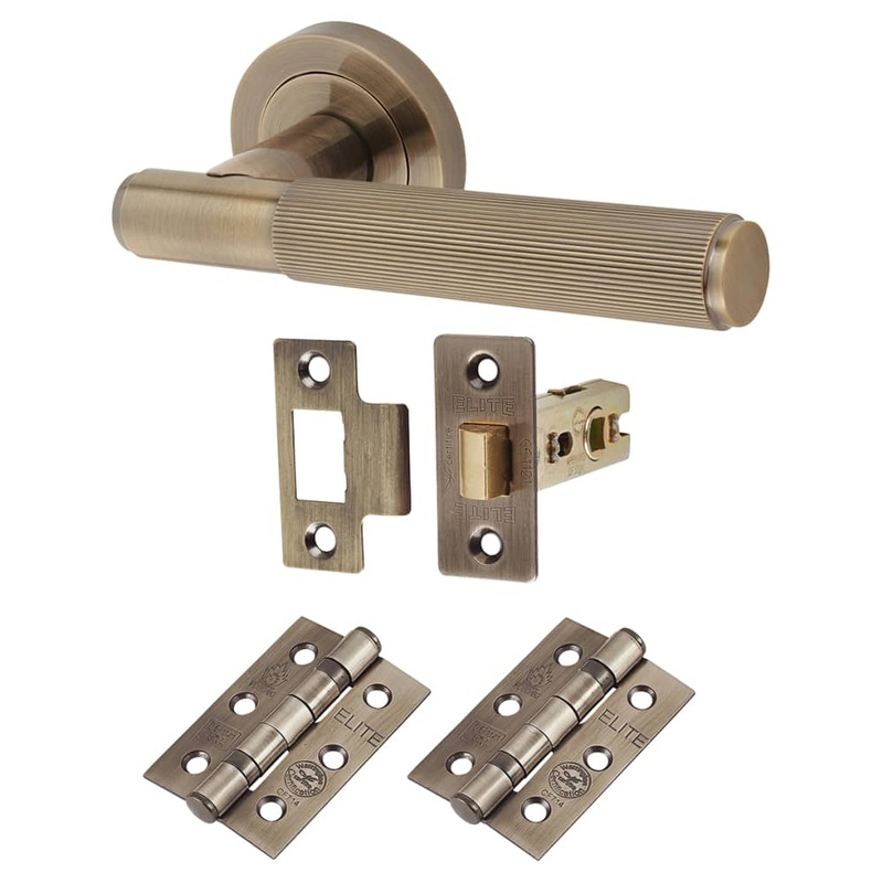 Altro Nova Lines Latch Door Handle on Rose Kit – Antique brass