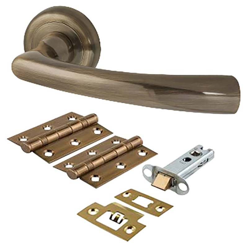 Altro Rochester Latch Door Handle on Rose Kit – Antique Brass