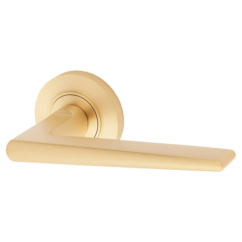 Burlington BUR10 by Frelan Mayfair Door Handle on Knurled Rose – Satin Brass