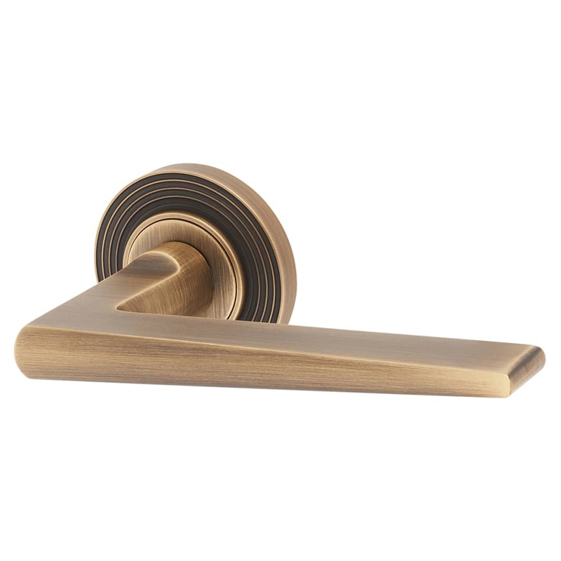 Burlington BUR10 by Frelan Mayfair Door Handle on Reeded Beehive Rose – Antique Brass