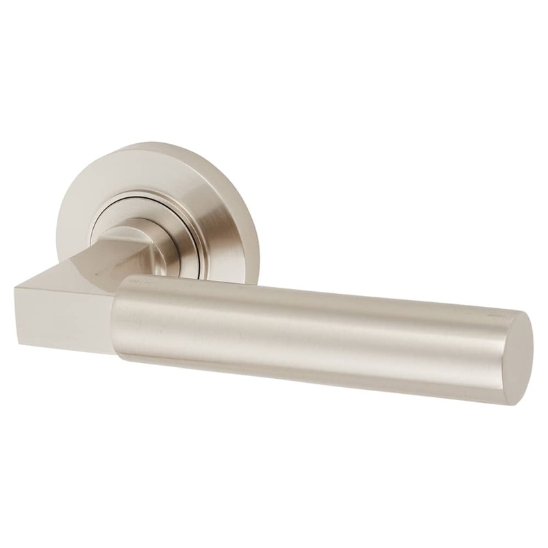 Burlington BUR30 by Frelan Westminster Door Handle on Plain Rose – Satin Nickel