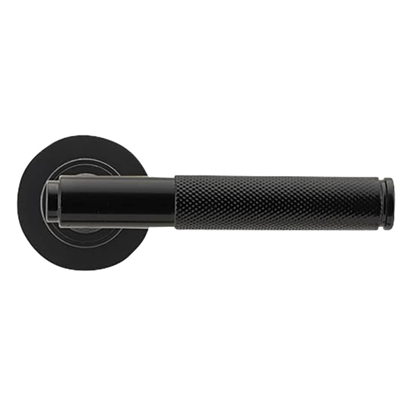 From The Anvil Brompton Knurled Door Handle on Rose – Black