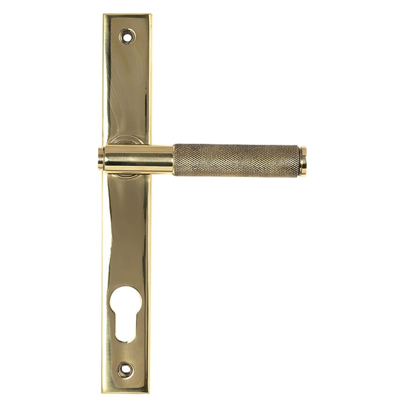 From The Anvil Brompton uPVC Slimline Knurled Multipoint Door Handle – 92mm c/c – Polished Brass