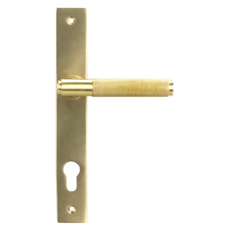 From The Anvil Brompton uPVC Slimline Knurled Multipoint Door Handle – 92mm c/c – Satin Brass