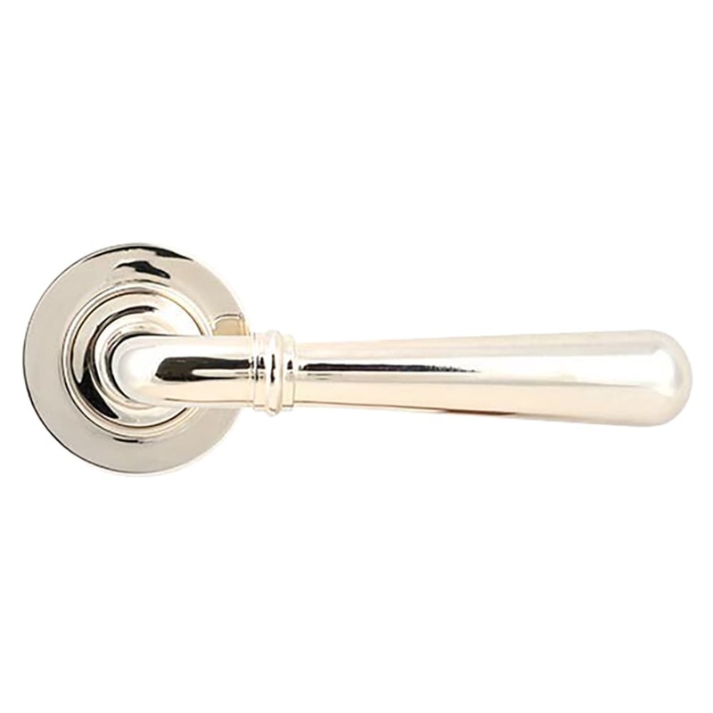 From The Anvil Newbury Door Handle on Plain Rose – Polished Nickel