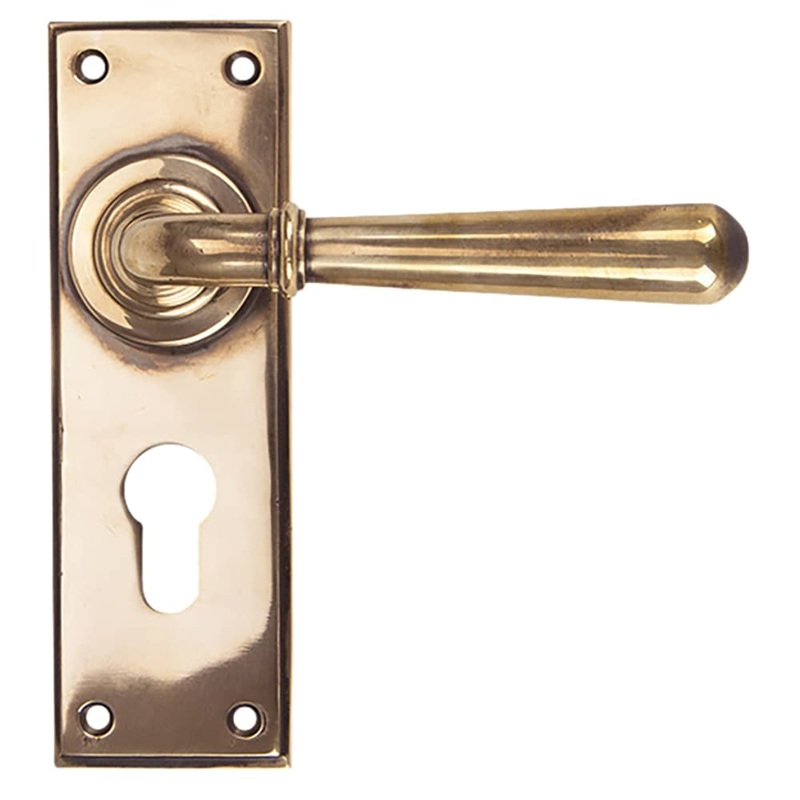 From The Anvil Newbury Lock Door Handle – Euro – 152 x 50mm – Polished Bronze