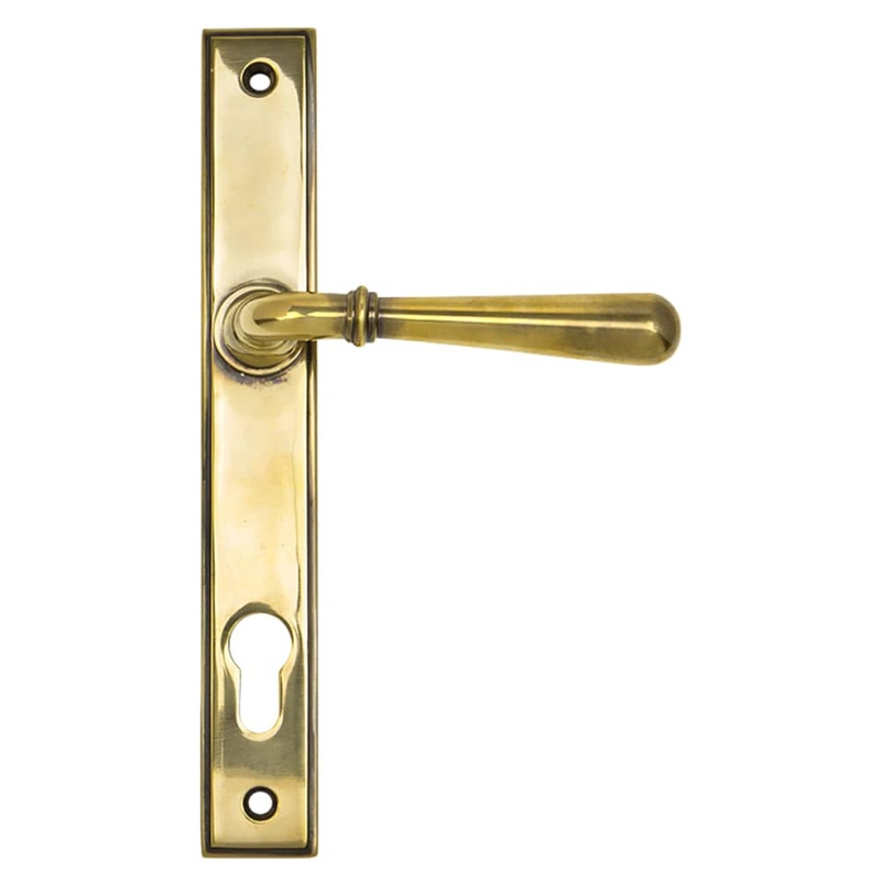 From The Anvil Newbury uPVC Slimline Multipoint Door Handle – 92mm c/c – Aged Brass