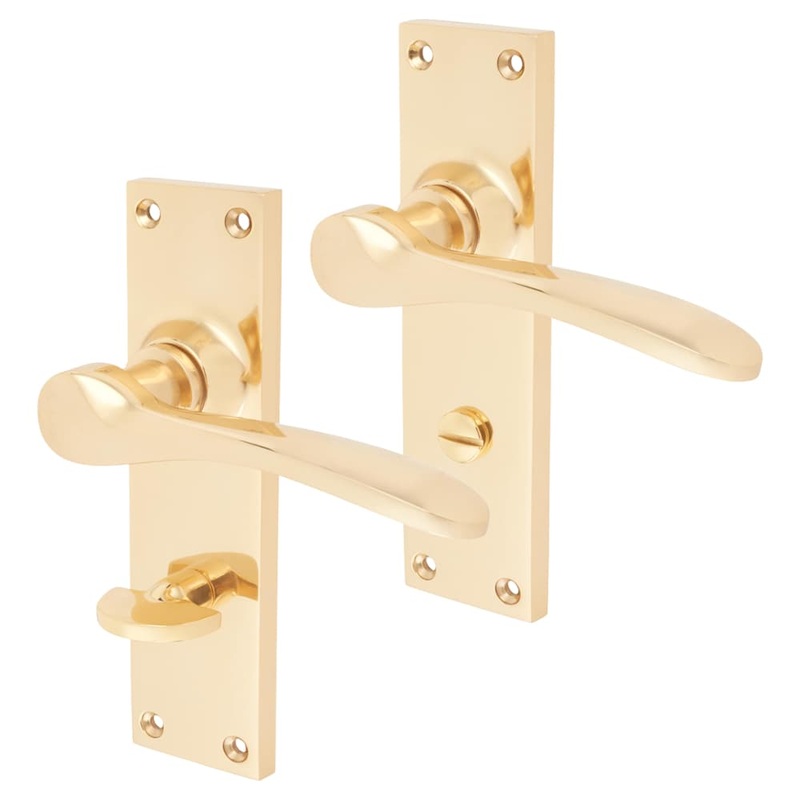 Hampstead Buckingham Bathroom Door Handle – 152 x 41mm – Polished Brass