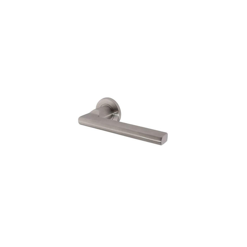 Hampstead Door Handle on Rose – Satin Stainless Steel