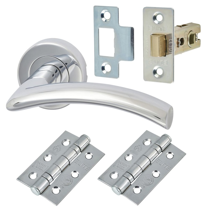 Heritage Brass by M Marcus Centaur Latch Door Handle on Rose Kit – Polished Chrome