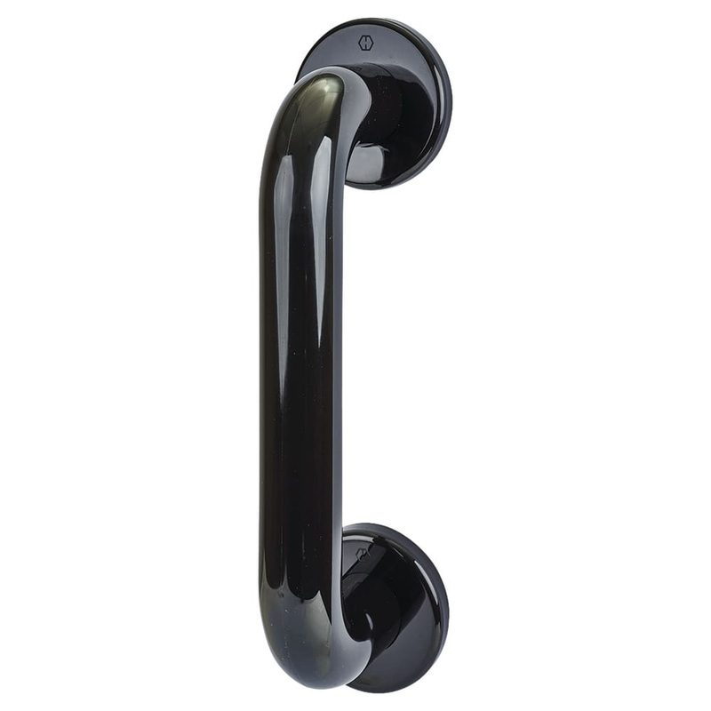 Hoppe AR602/220 Nylon D-Bar Door Pull Handle on Rose – Screw Fix – 220mm c/c- Ebony Black