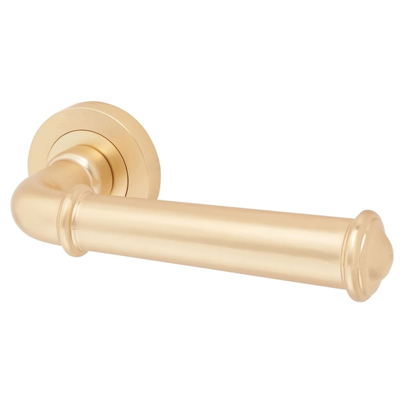 Jedo by Frelan Classic Door Handle on Rose – Satin Brass