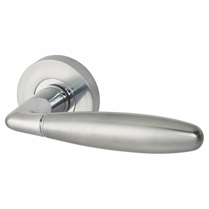 Jigtech Harrier Door Handle on Rose – Polished/Satin Chrome