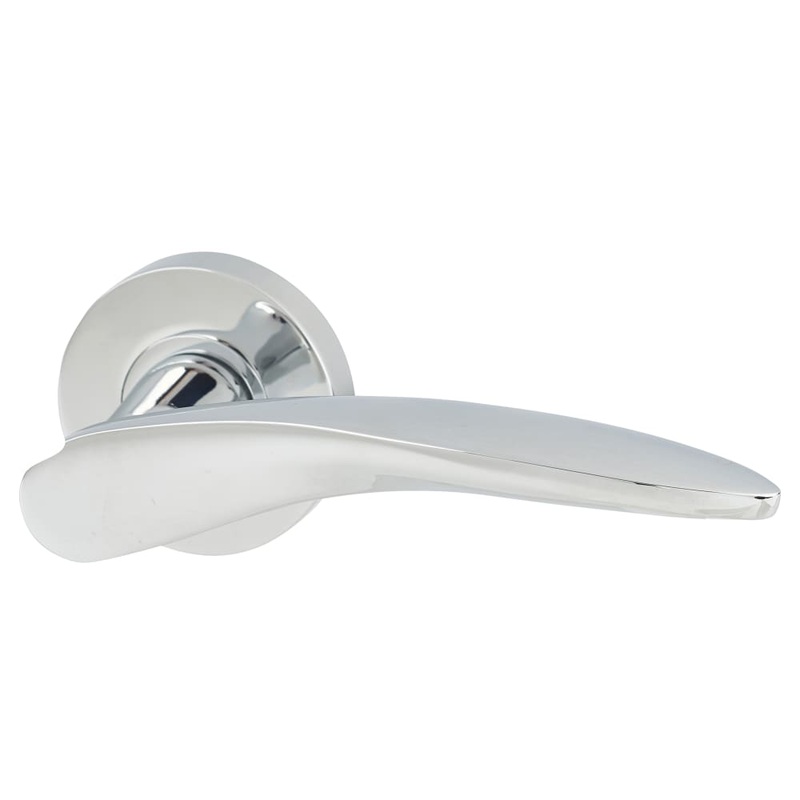 Jigtech Vecta Door Handle on Rose – Polished Chrome