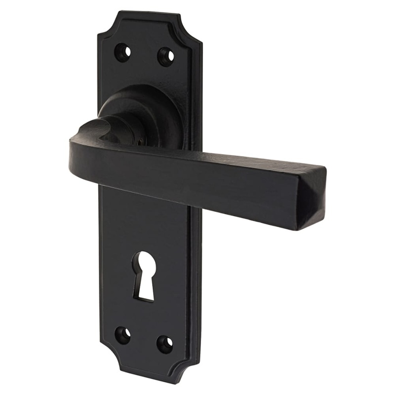 Olde Forge York Lock Door Handle – Keyhole – 152 x 48mm – Smooth Black