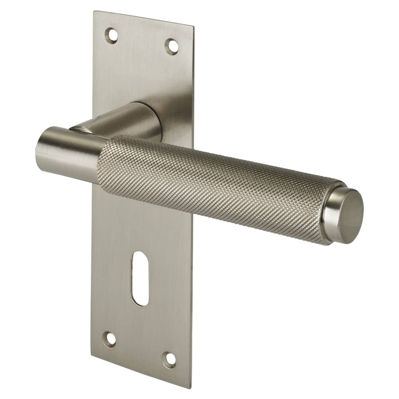 Serozzetta by Carlisle Brass Varese Knurled Lock Door Handle – Keyhole – 130 x 55mm – Satin Nickel
