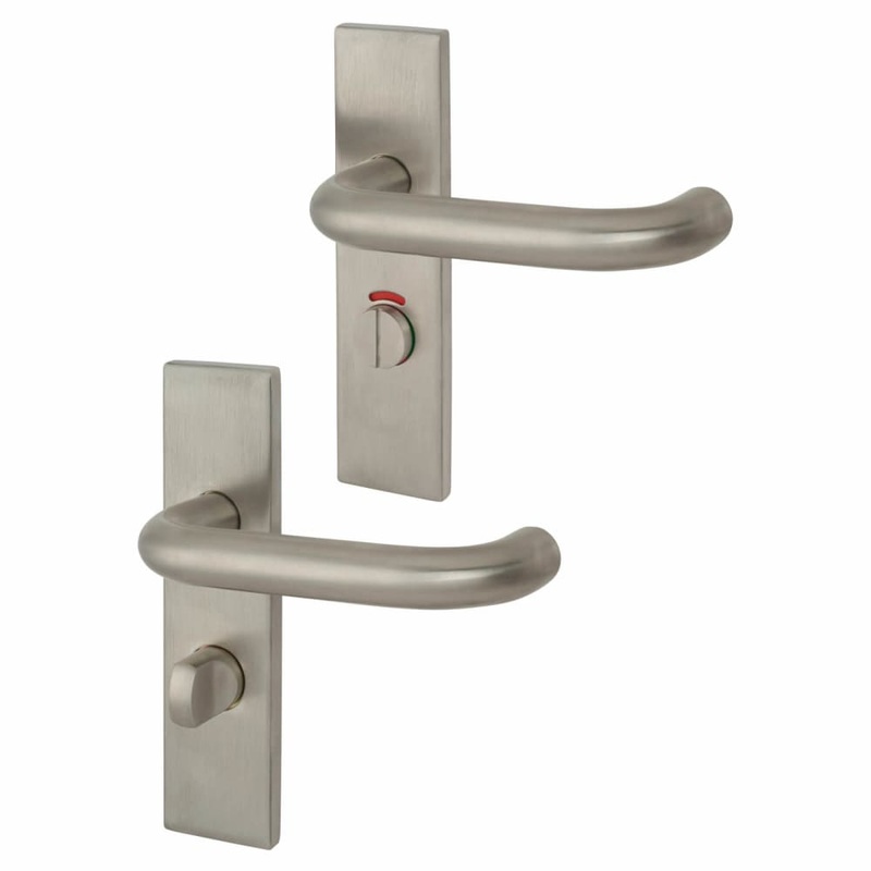 Touchpoint 19mm Return to Door Bathroom Door Handle – Square Plate – 57mm c/c – RH – Sat Stainless