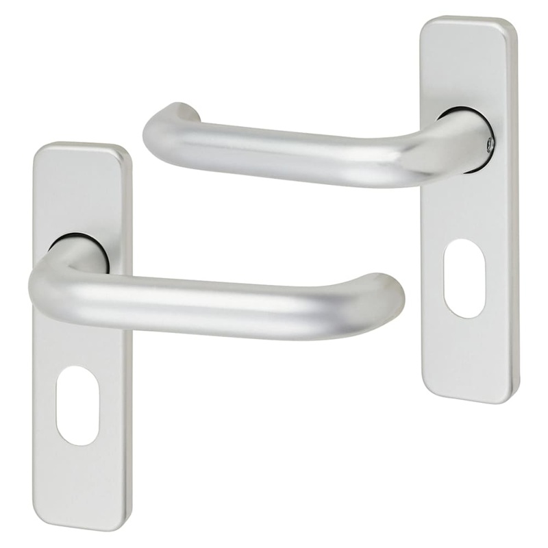 Touchpoint 20mm Return to Door Lock Door Handle – Oval – 155 x 40mm – Satin Aluminium