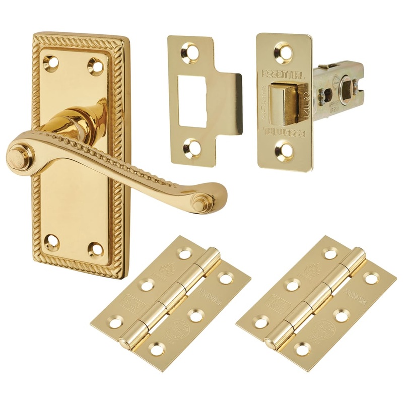 Touchpoint Budget Rope Edge Latch Door Handle Kit – Short Plate – Polished Brass