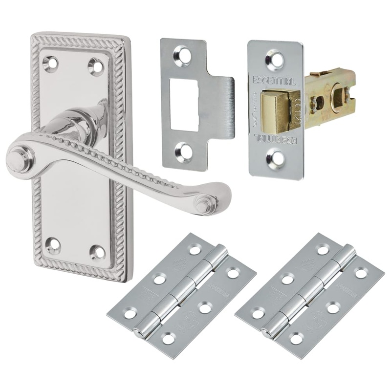 Touchpoint Budget Rope Edge Latch Door Handle Kit – Short Plate – Polished Chrome